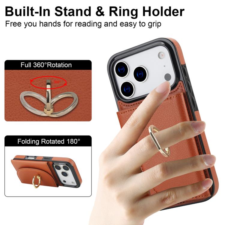 For iPhone 17 Pro Max Ring Holder Card Bag Skin Feel Phone Case