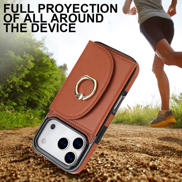 For iPhone 17 Pro Max Ring Holder Card Bag Skin Feel Phone Case