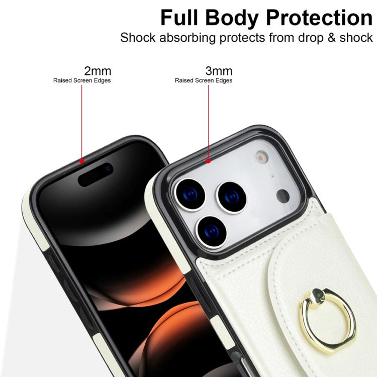 For iPhone 17 Pro Max Ring Holder Card Bag Skin Feel Phone Case
