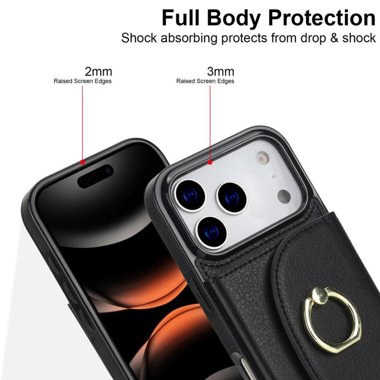 For iPhone 17 Pro Max Ring Holder Card Bag Skin Feel Phone Case