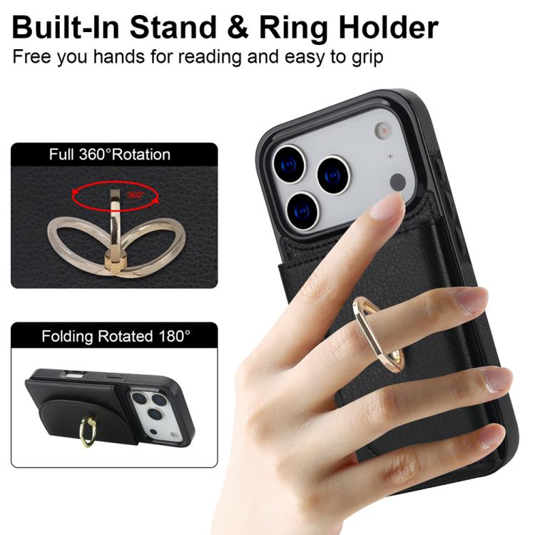 For iPhone 17 Pro Max Ring Holder Card Bag Skin Feel Phone Case