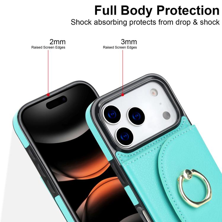 For iPhone 17 Pro Ring Holder Card Bag Skin Feel Phone Case