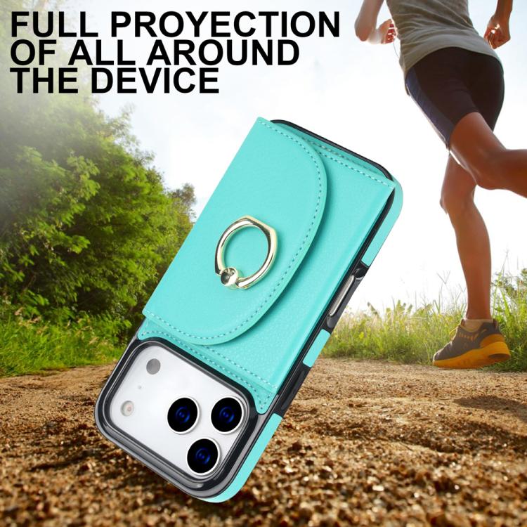 For iPhone 17 Pro Ring Holder Card Bag Skin Feel Phone Case