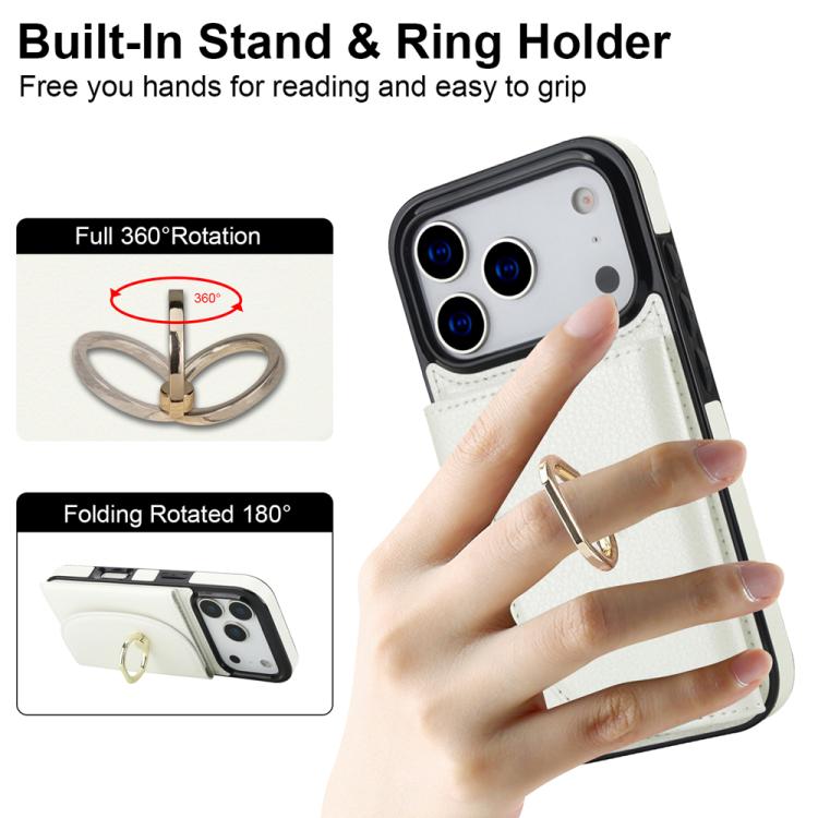 For iPhone 17 Pro Ring Holder Card Bag Skin Feel Phone Case