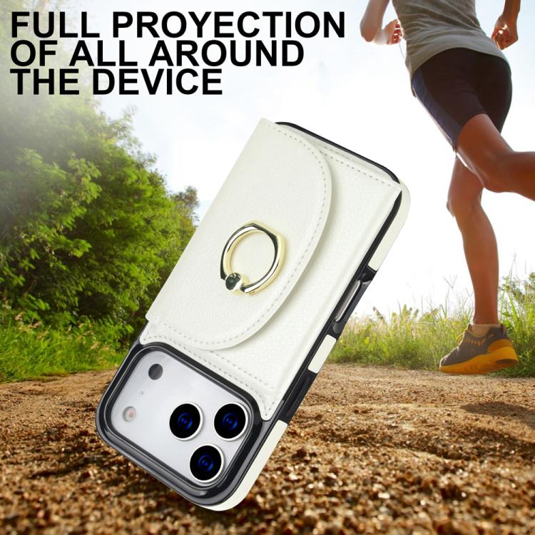 For iPhone 17 Pro Ring Holder Card Bag Skin Feel Phone Case