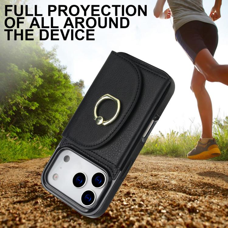 For iPhone 17 Pro Ring Holder Card Bag Skin Feel Phone Case