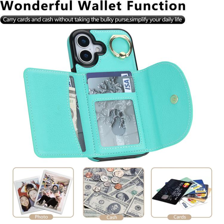 For iPhone 17 Ring Holder Card Bag Skin Feel Phone Case