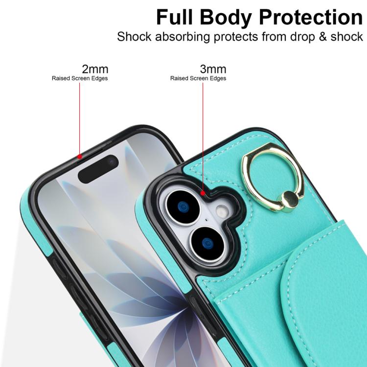 For iPhone 17 Ring Holder Card Bag Skin Feel Phone Case