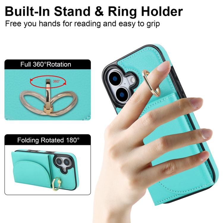 For iPhone 17 Ring Holder Card Bag Skin Feel Phone Case
