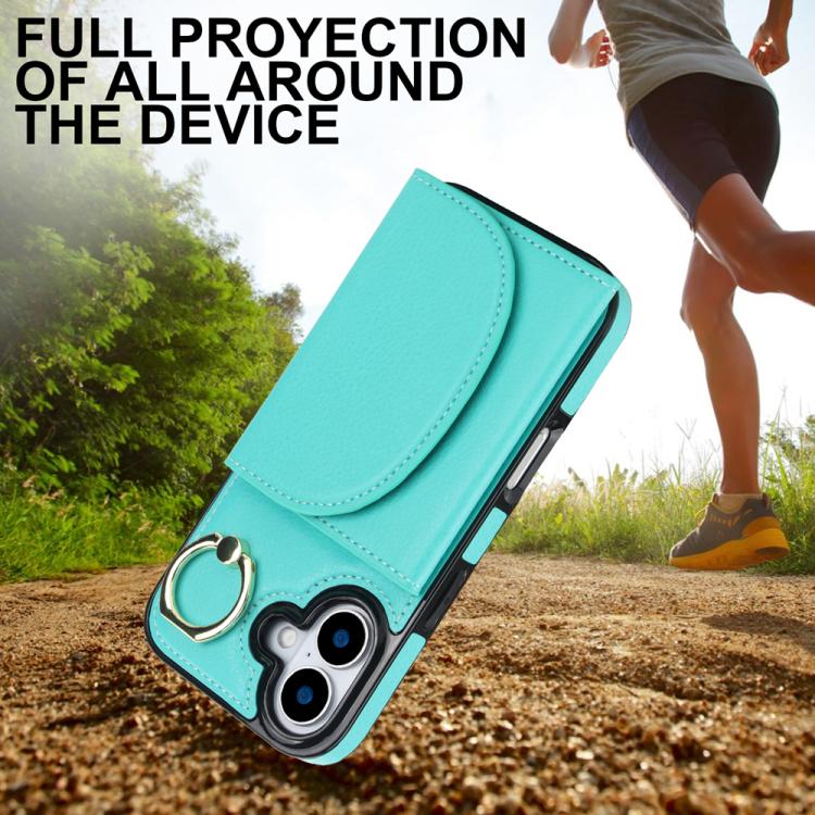 For iPhone 17 Ring Holder Card Bag Skin Feel Phone Case