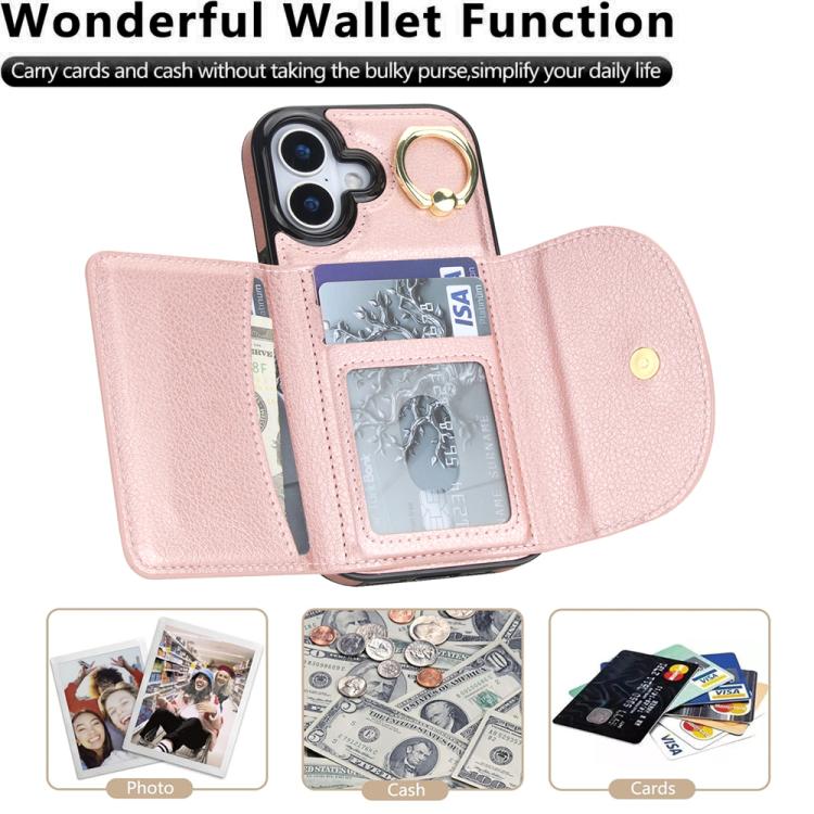 For iPhone 17 Ring Holder Card Bag Skin Feel Phone Case