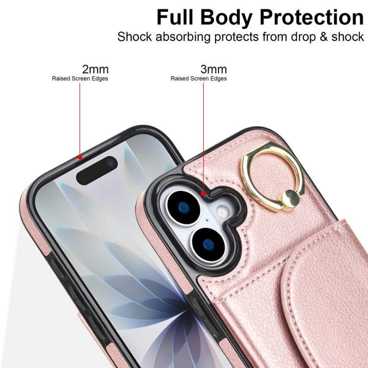 For iPhone 17 Ring Holder Card Bag Skin Feel Phone Case