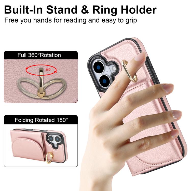 For iPhone 17 Ring Holder Card Bag Skin Feel Phone Case