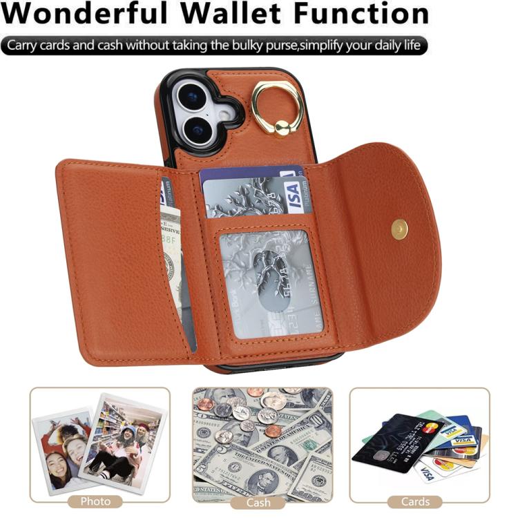 For iPhone 17 Ring Holder Card Bag Skin Feel Phone Case