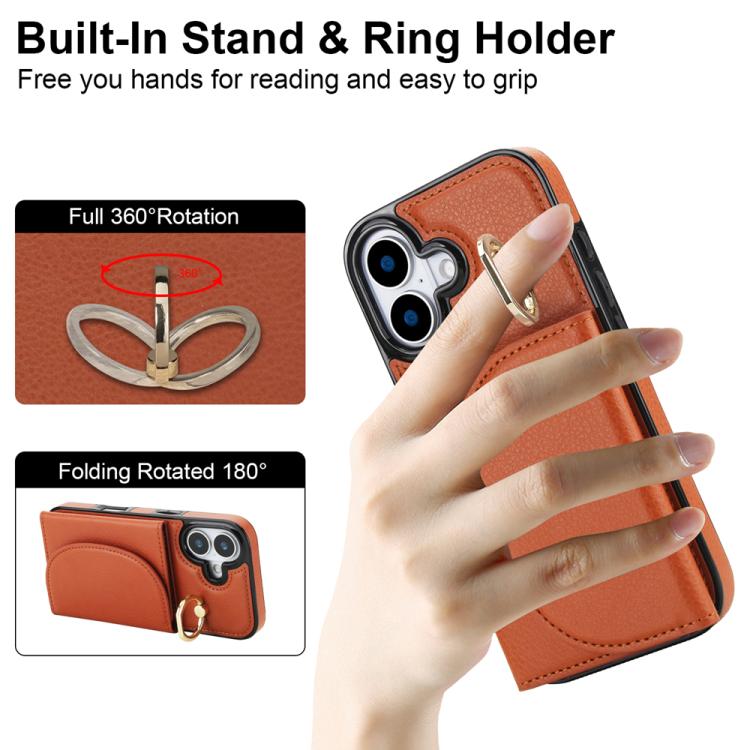 For iPhone 17 Ring Holder Card Bag Skin Feel Phone Case