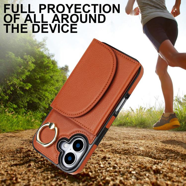 For iPhone 17 Ring Holder Card Bag Skin Feel Phone Case