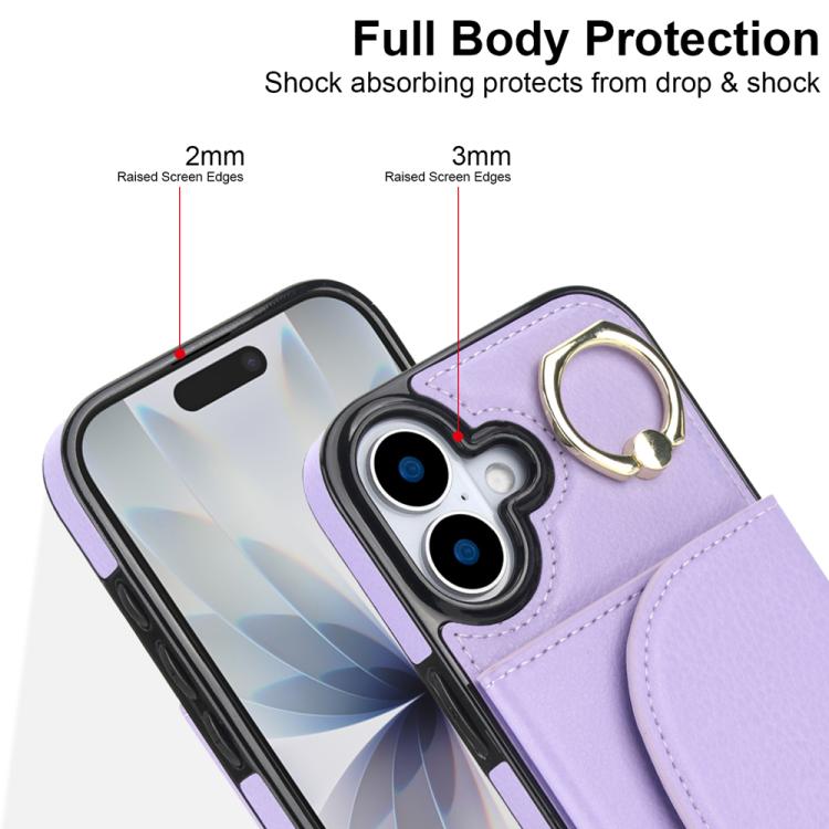 For iPhone 17 Ring Holder Card Bag Skin Feel Phone Case