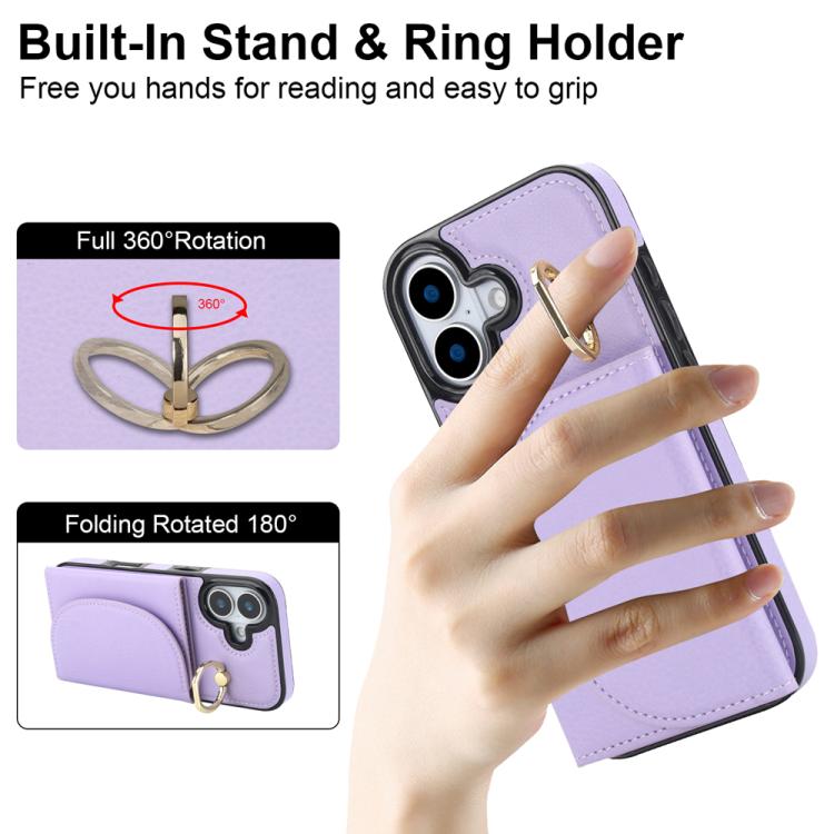 For iPhone 17 Ring Holder Card Bag Skin Feel Phone Case