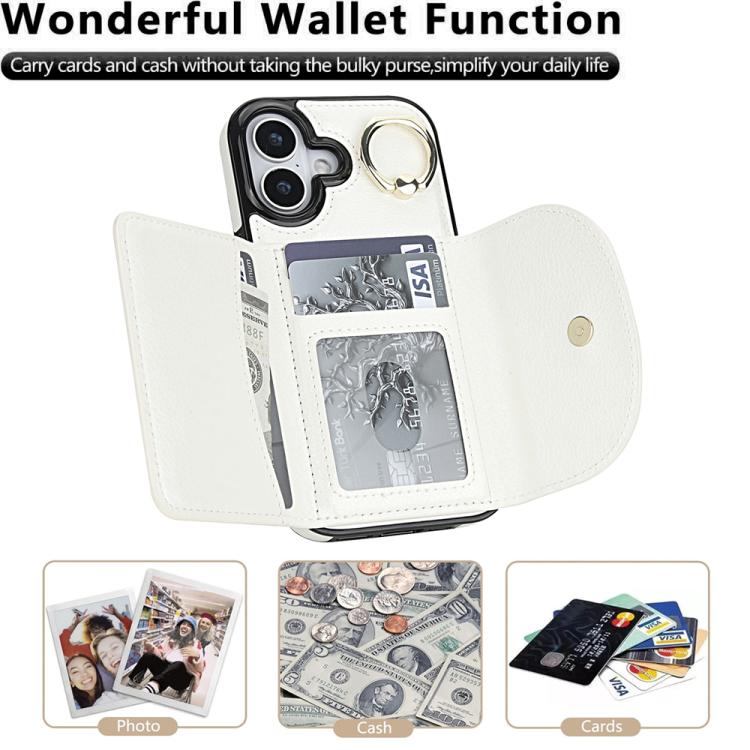 For iPhone 17 Ring Holder Card Bag Skin Feel Phone Case