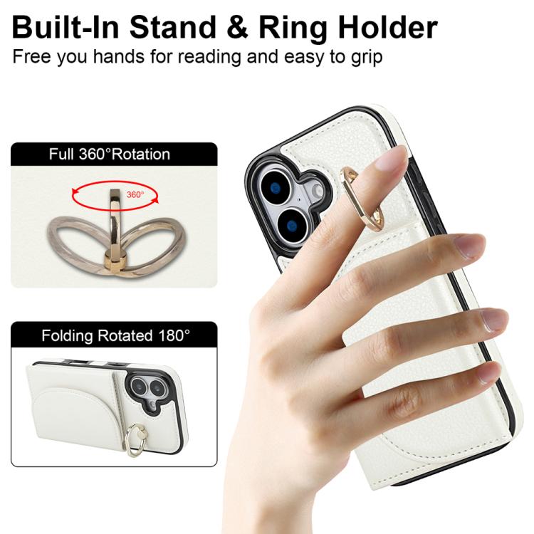 For iPhone 17 Ring Holder Card Bag Skin Feel Phone Case