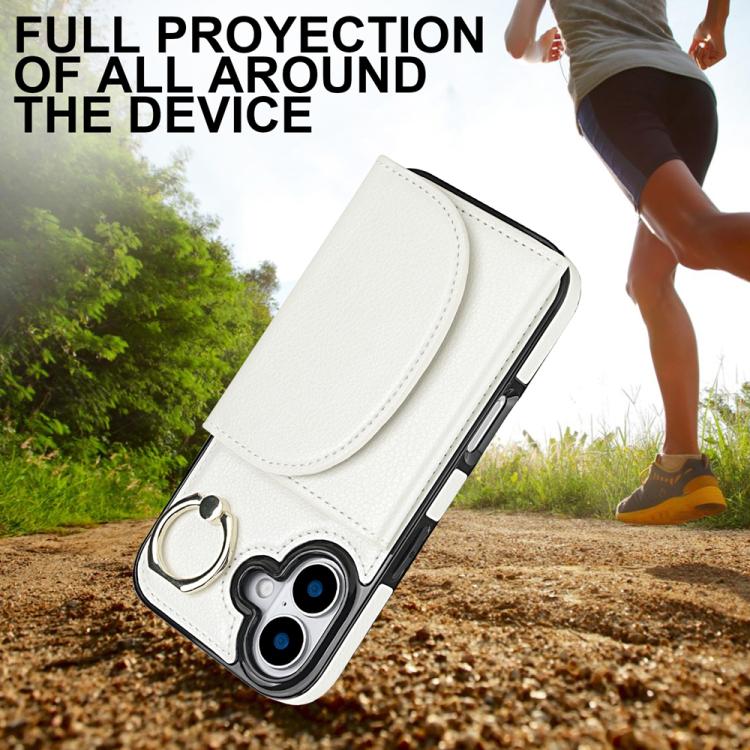 For iPhone 17 Ring Holder Card Bag Skin Feel Phone Case