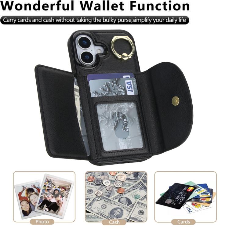 For iPhone 17 Ring Holder Card Bag Skin Feel Phone Case