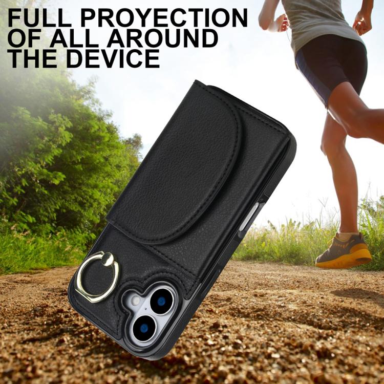 For iPhone 17 Ring Holder Card Bag Skin Feel Phone Case