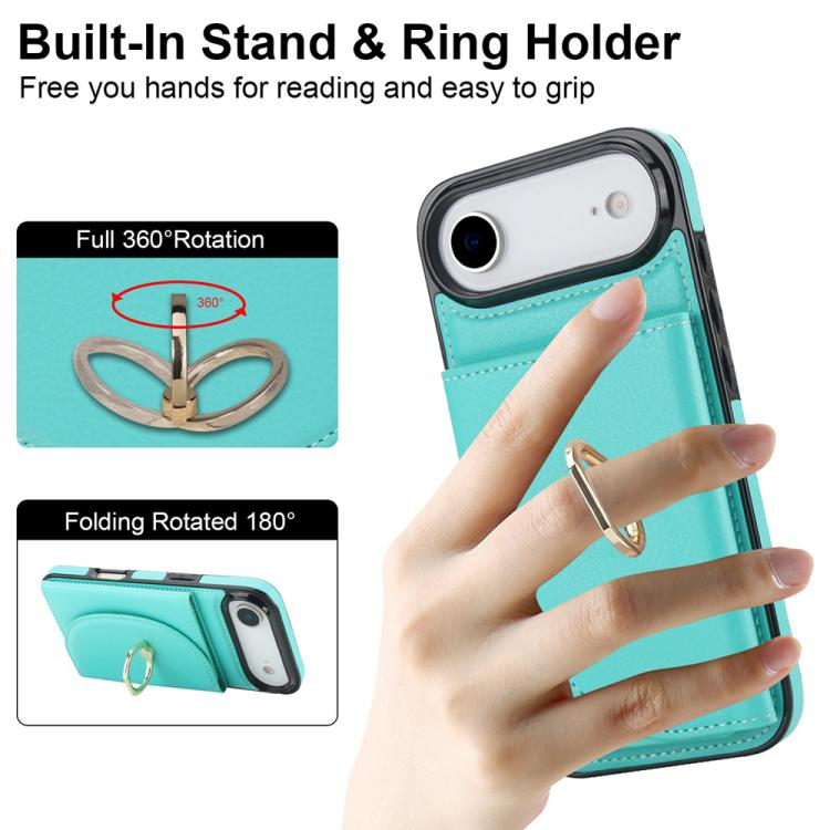 For iPhone Air Ring Holder Card Bag Skin Feel Phone Case