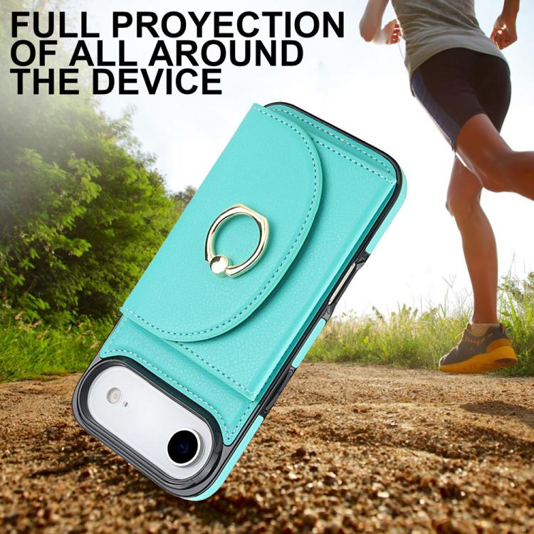 For iPhone Air Ring Holder Card Bag Skin Feel Phone Case