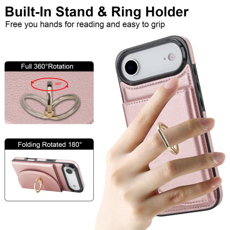 For iPhone Air Ring Holder Card Bag Skin Feel Phone Case