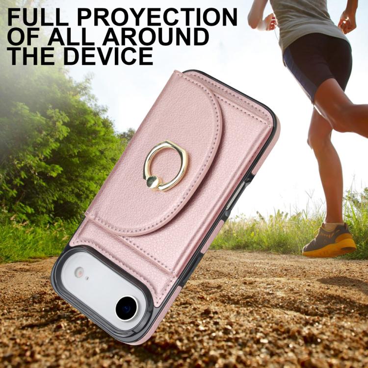 For iPhone Air Ring Holder Card Bag Skin Feel Phone Case