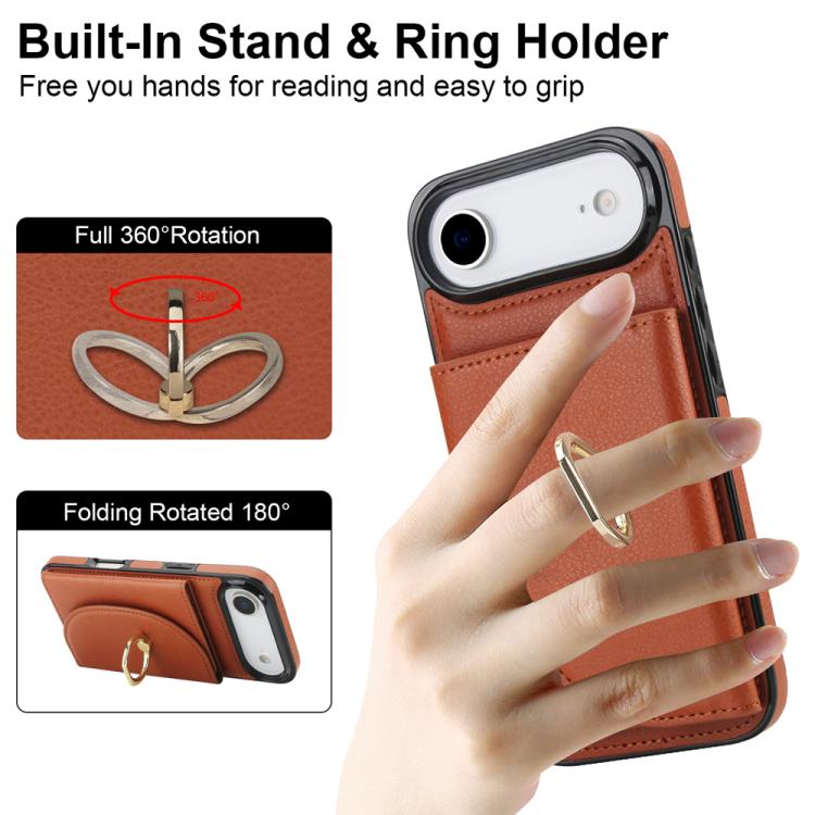 For iPhone Air Ring Holder Card Bag Skin Feel Phone Case