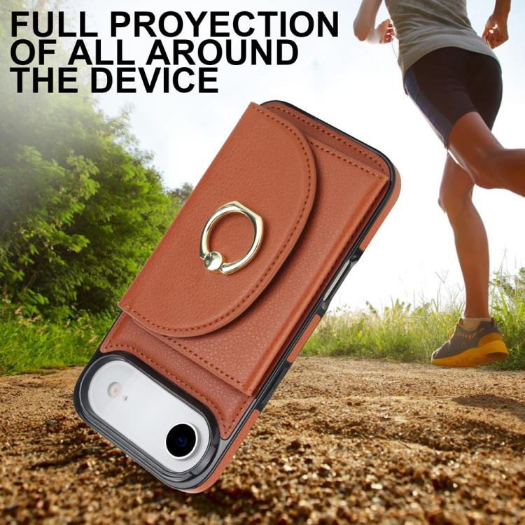 For iPhone Air Ring Holder Card Bag Skin Feel Phone Case