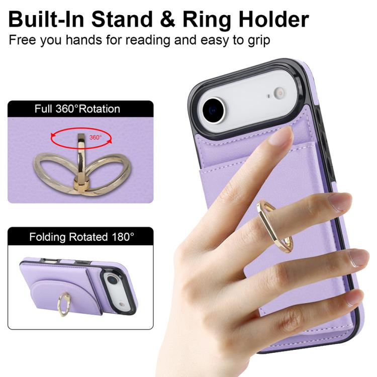 For iPhone Air Ring Holder Card Bag Skin Feel Phone Case