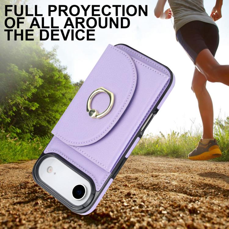 For iPhone Air Ring Holder Card Bag Skin Feel Phone Case