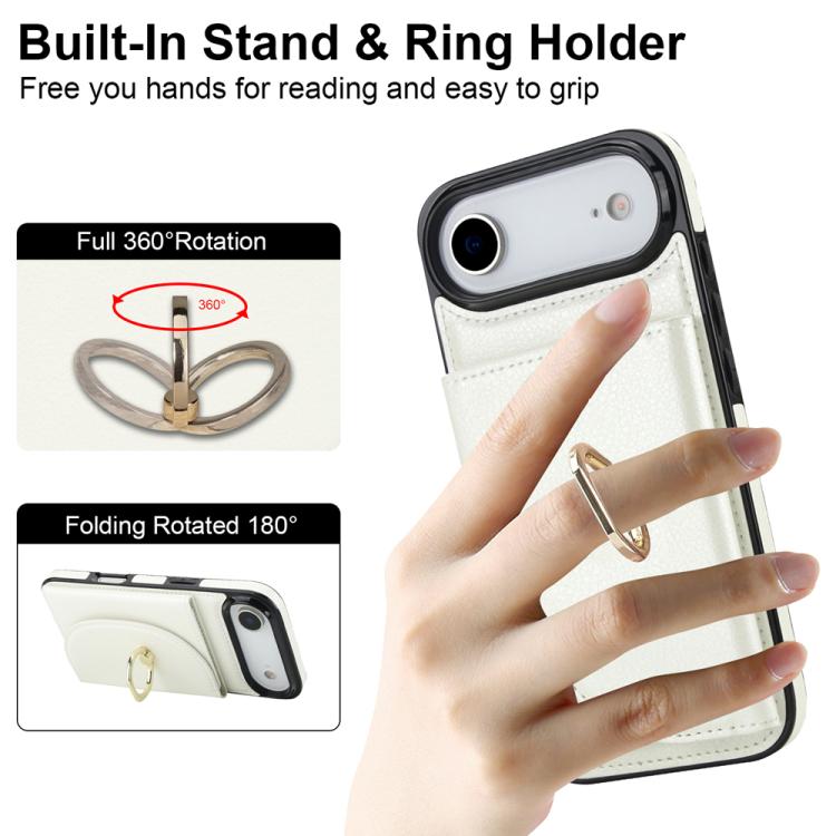 For iPhone Air Ring Holder Card Bag Skin Feel Phone Case