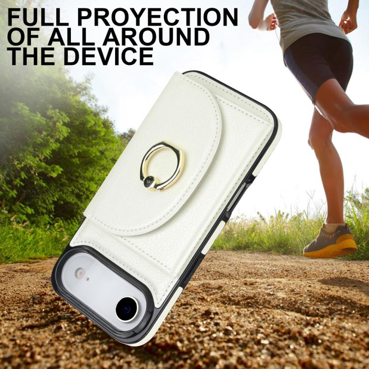 For iPhone Air Ring Holder Card Bag Skin Feel Phone Case