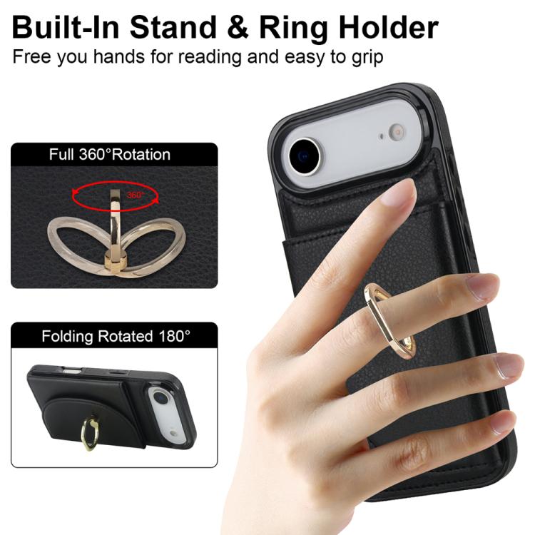 For iPhone Air Ring Holder Card Bag Skin Feel Phone Case