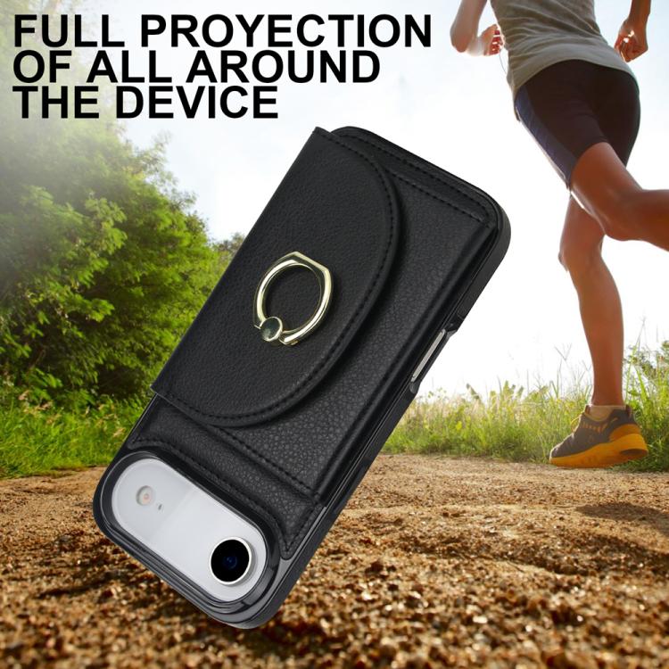 For iPhone Air Ring Holder Card Bag Skin Feel Phone Case