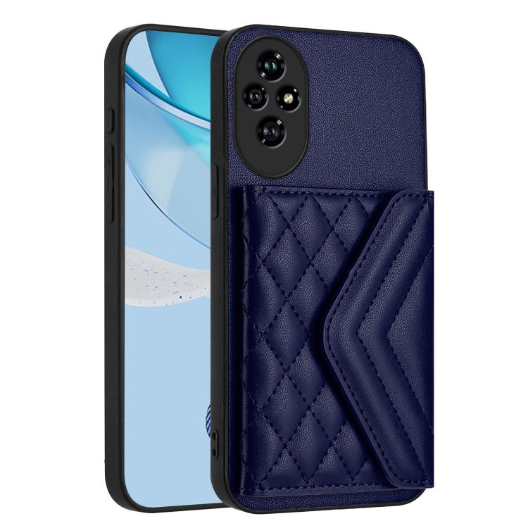 For Honor 200 5G Rhombic Texture Card Bag RFID Phone Case with Long Lanyard