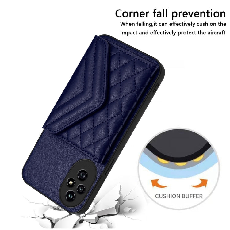 For Honor 200 5G Rhombic Texture Card Bag RFID Phone Case with Long Lanyard