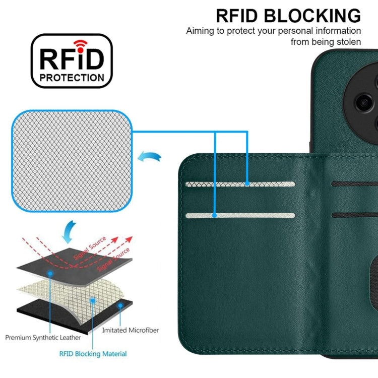 For OPPO A3 Pro 5G Rhombic Texture Card Bag RFID Phone Case with Long Lanyard