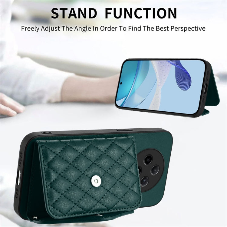 For OPPO A3 Pro 5G Rhombic Texture Card Bag RFID Phone Case with Long Lanyard