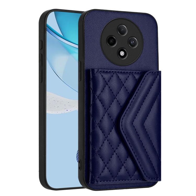 For OPPO A3 Pro 5G Rhombic Texture Card Bag RFID Phone Case with Long Lanyard