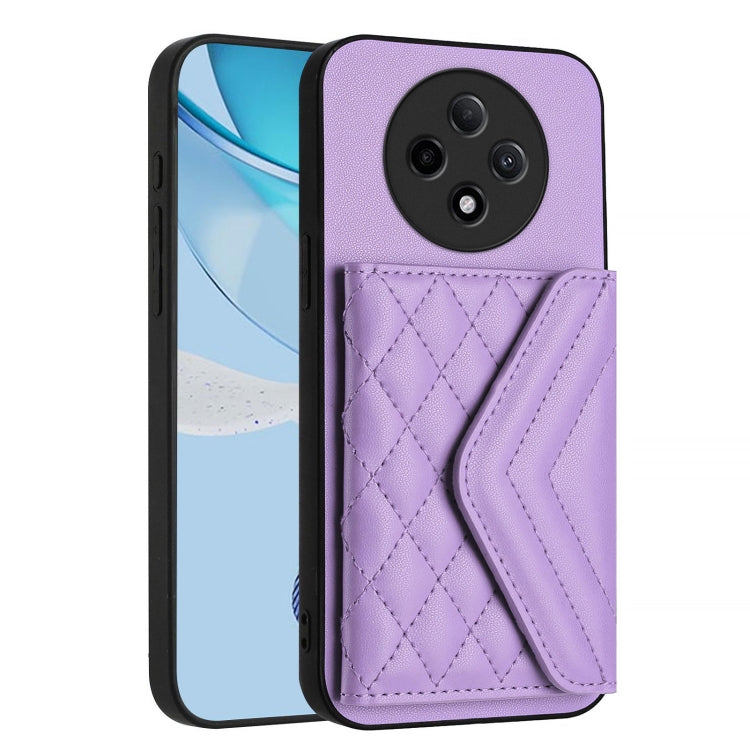 For OPPO A3 Pro 5G Rhombic Texture Card Bag RFID Phone Case with Long Lanyard