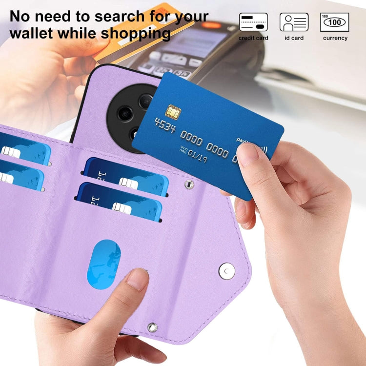 For OPPO A3 Pro 5G Rhombic Texture Card Bag RFID Phone Case with Long Lanyard