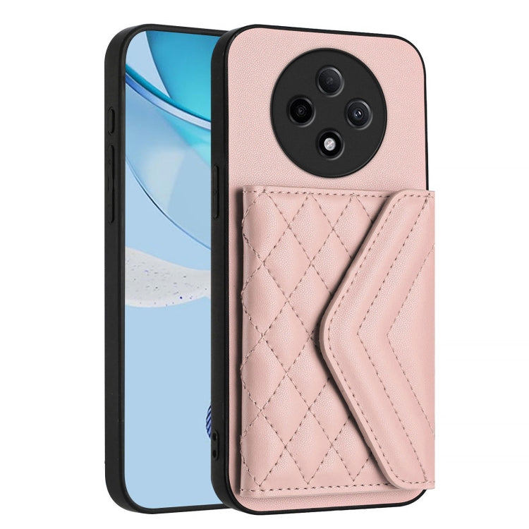For OPPO A3 Pro 5G Rhombic Texture Card Bag RFID Phone Case with Long Lanyard