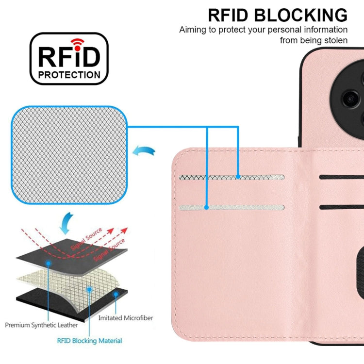 For OPPO A3 Pro 5G Rhombic Texture Card Bag RFID Phone Case with Long Lanyard