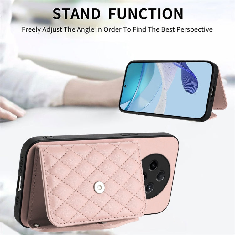 For OPPO A3 Pro 5G Rhombic Texture Card Bag RFID Phone Case with Long Lanyard
