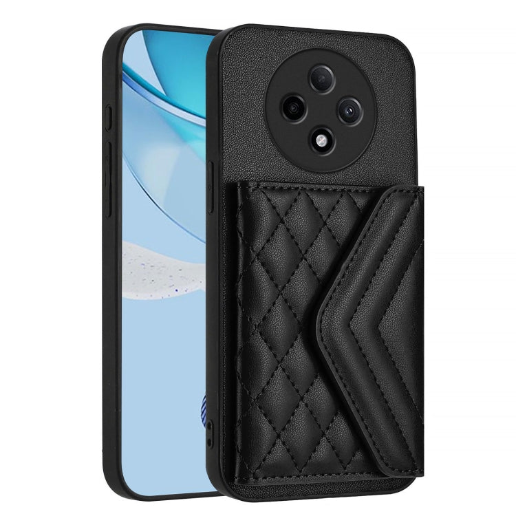 For OPPO A3 Pro 5G Rhombic Texture Card Bag RFID Phone Case with Long Lanyard